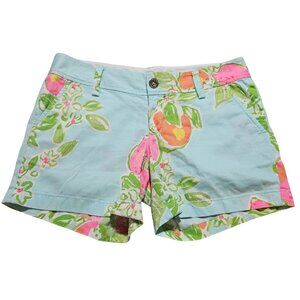 VTG Lilly Pulitzer Women's Spring  Floral Cotton Shorts 4 Multicolor Button Deta